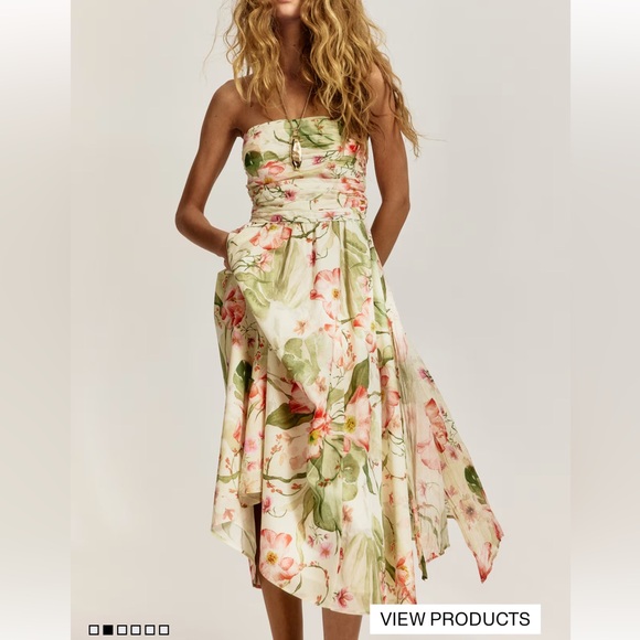 Floral Strapless Dress - Picture 1 of 11
